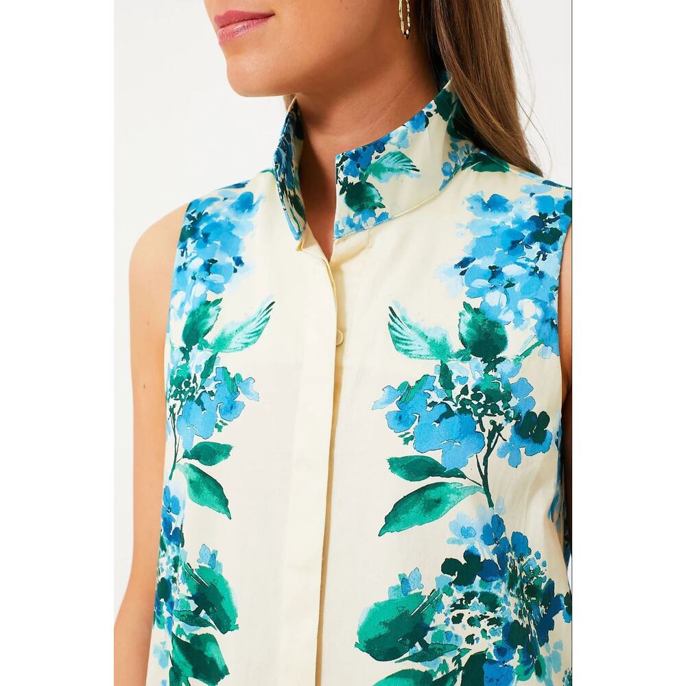 Tuckernuck Sleeveless Charlie Dress Medium Waters Edge Hydrangea Floral Collared - Picture 5 of 12